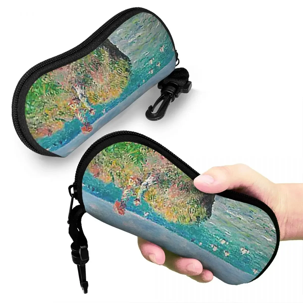 

1882-Claude Monet-Cliff Walk At Pourville Shell Glasses Case Protector Sunglasses Box Women Men Soft Eyeglasses Bag Pouch