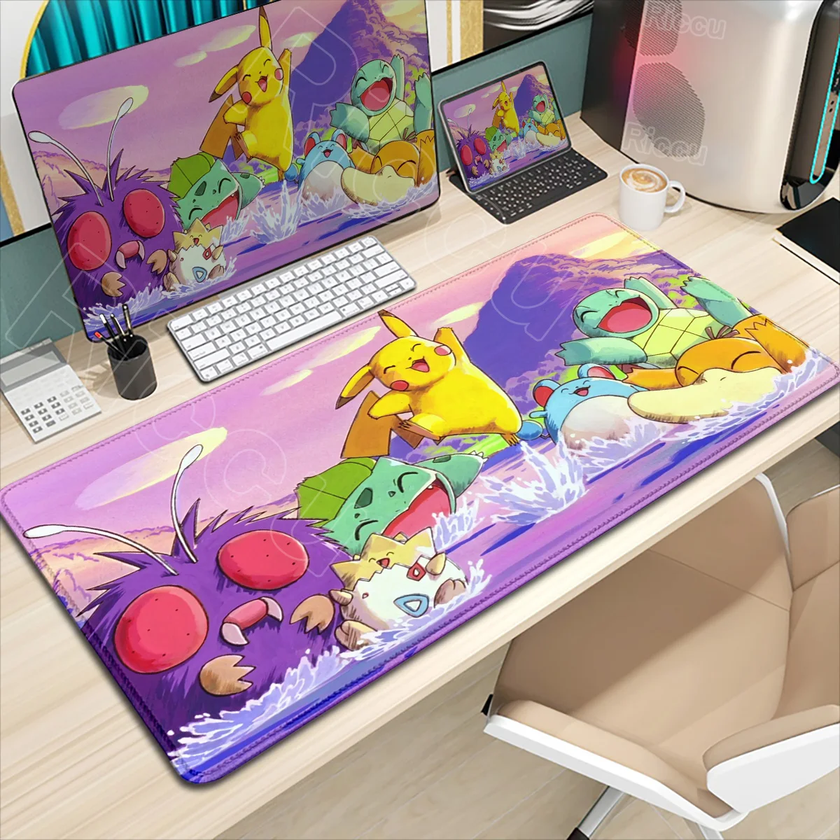 

New Cute Wallpaper Pokemon Desk Mat Cartoon HD Printing Gaming Mousepad Computer Lock Edge XXL Natural Rubber E-sports Mouse Pad