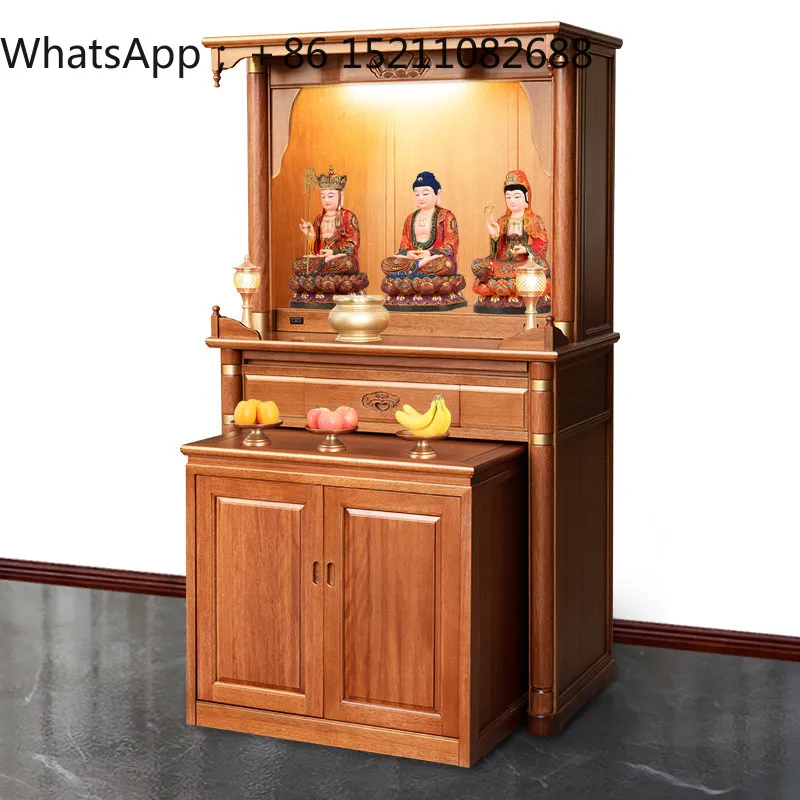 SCY all-solid wood Buddhist niche household vertical cabinet modern light luxury small tribute Buddha platform offering platform