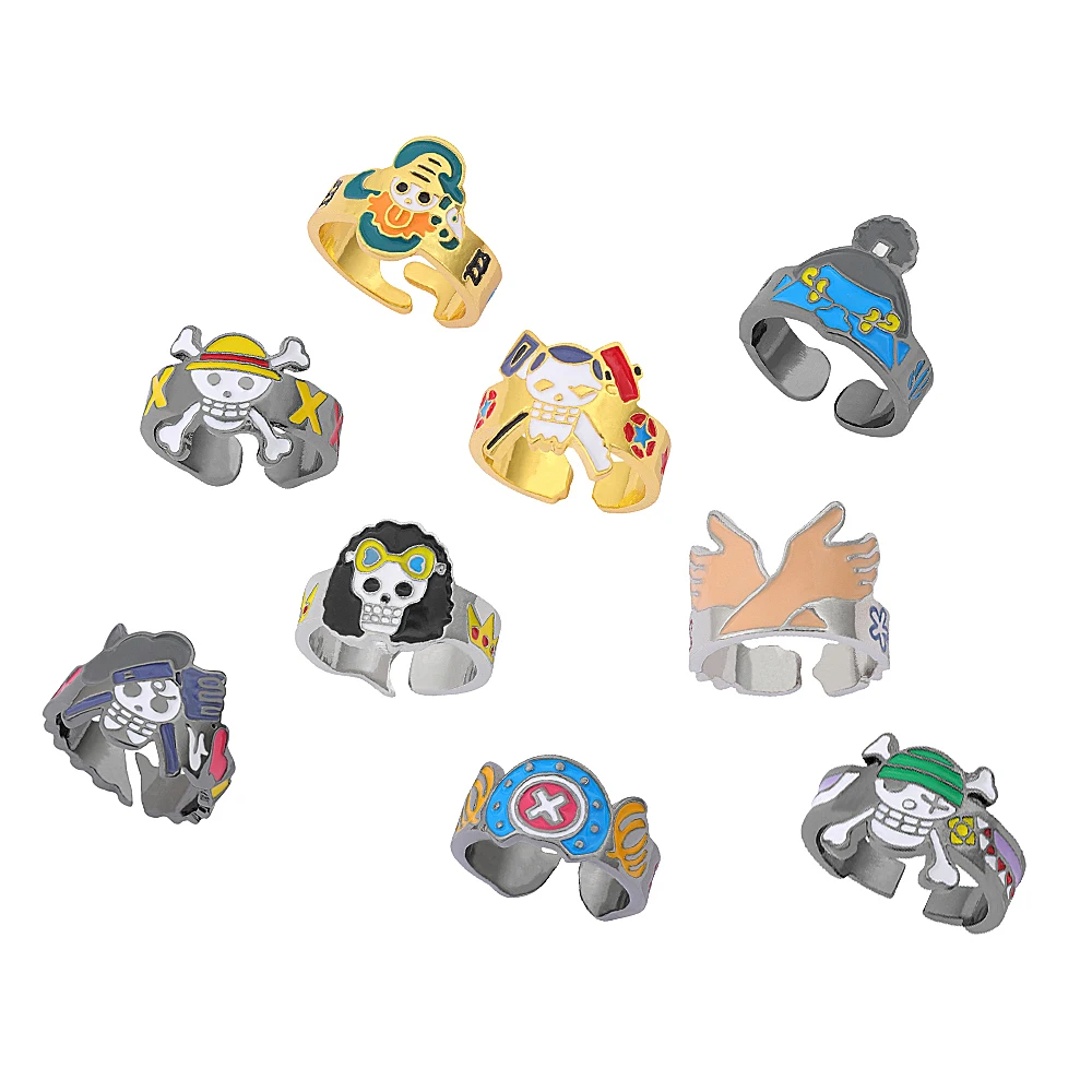 

Hot-blooded anime pirate adventure adjustable skull emblem ring, cosplay prop, fan gift, jewelry accessory for men and women