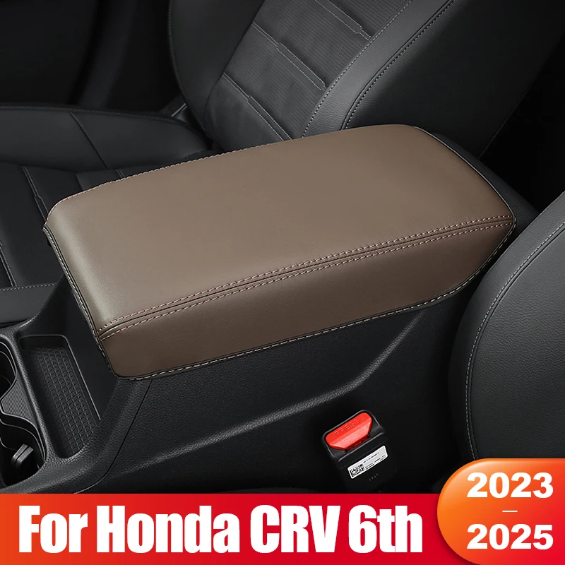 

For Honda CR-V CRV 6th Gen 2023 2024 2025 Hybrid Car PU Leather Armrests Storage Box Dust-proof Cushion Cover Case Accessories