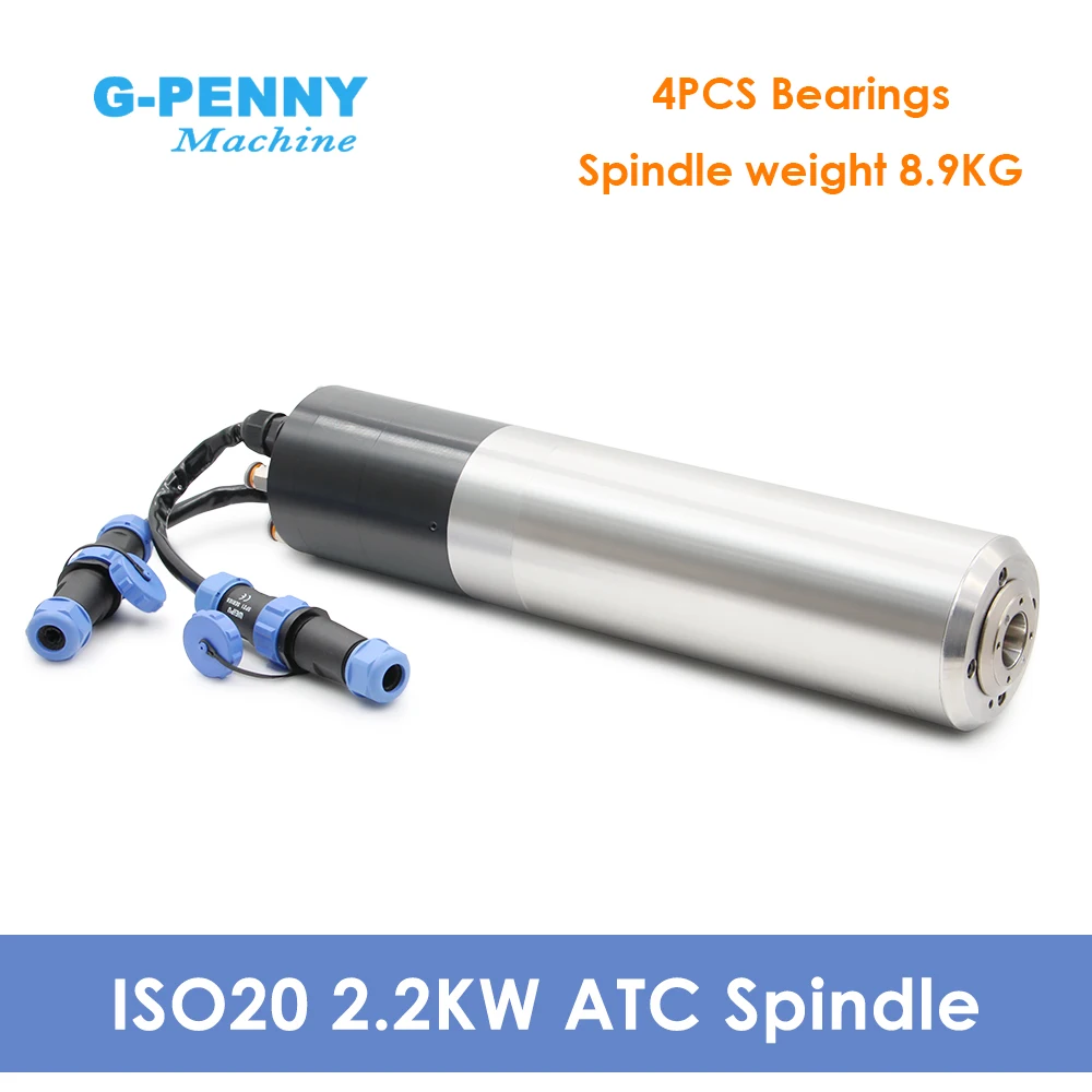 

G-Penny 2.2kw Water Cooled Spindle ATC Auto Tool Change Spindle Motor 110v/220v/380v 24000rpm 400/800Hz 4 Pole IS020-15°