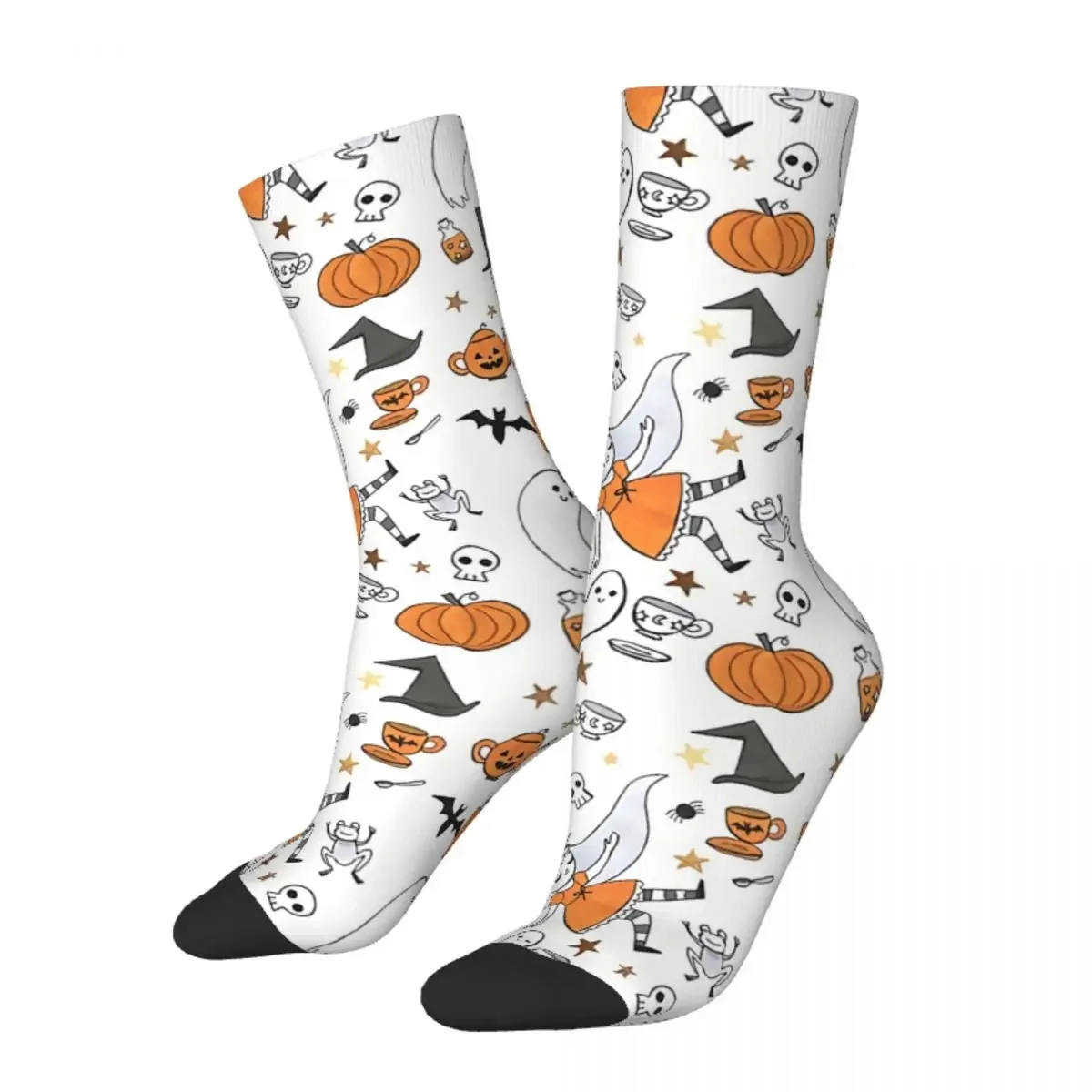 

Funny Crazy Sock for Men Falling Witch Hip Hop Harajuku Halloween Happy Pattern Printed Boys Crew Sock Casual Gift