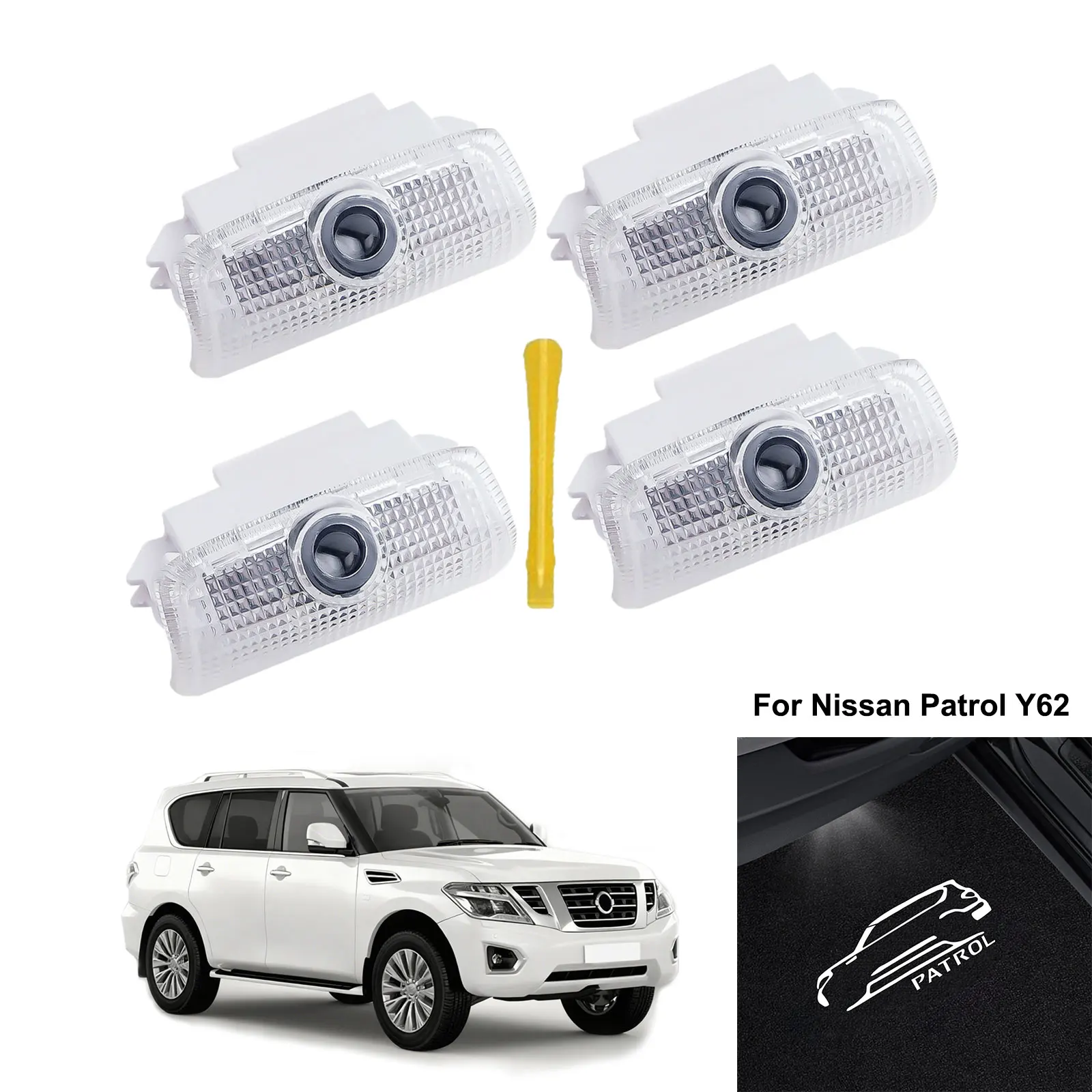 4PCS Car Welcome Light For Nissan Patrol Y62 2010-2022  LED Door Projector Shadow Lights For Patrol Y62 2021 2020 2019 2011 2012