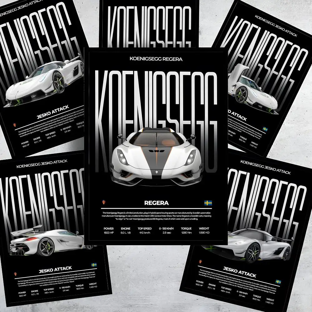Supercar K-KoEnigSegg-ES Poster Decorative Wall Art Stickers Mural Photo Print for Home Living Room Hallway Decor