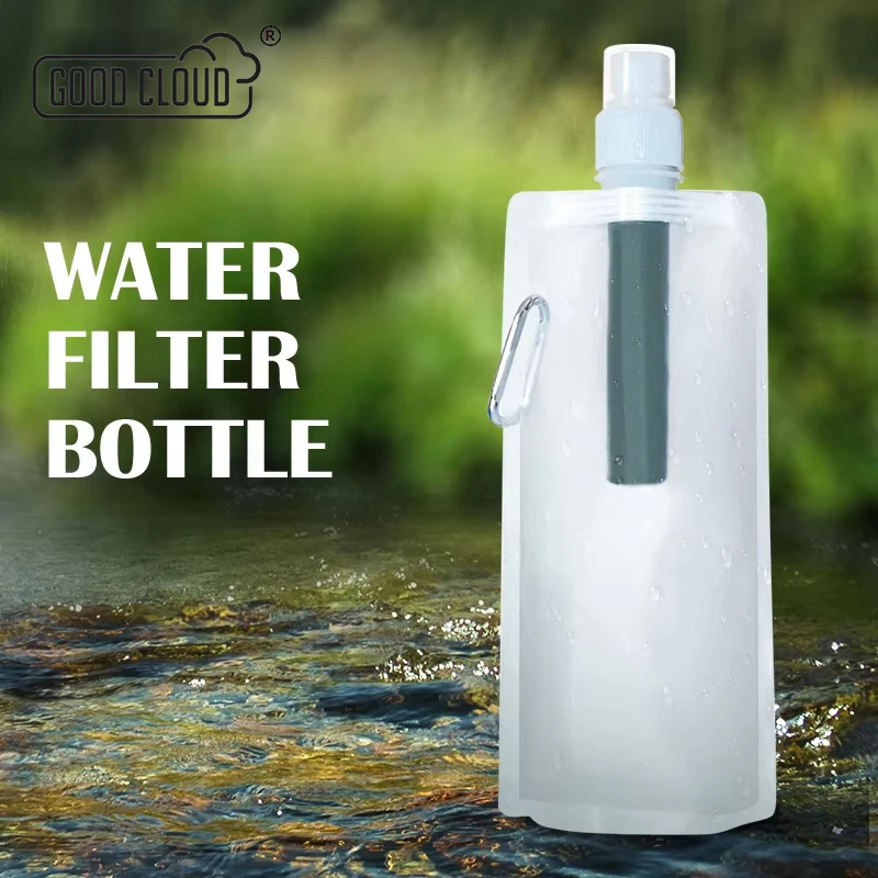

Outdoor Water Filter Straw Bottle for Survival or Emergency Supplies Camping Gadget Hiking Purification Water Purifier Bag
