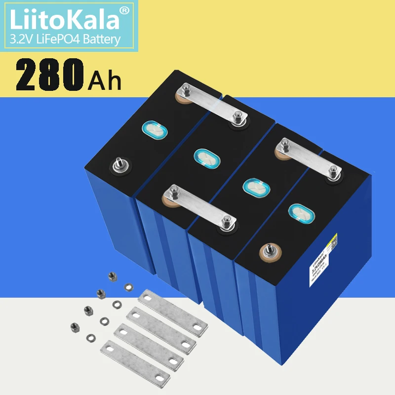 1-32PCS LiitoKala 3.2V 280Ah Lifepo4 battery Grade A 12V 24V 36V 48V Rechargeable Battery Pack EU US Tax Free With Busbars