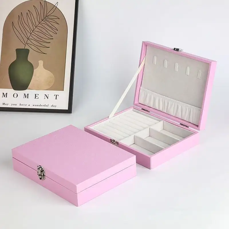 

Популярная сувенирная шкатулка для драгоценностей - однослойная портативная кожаная шкатулка для хранения колец и сережек