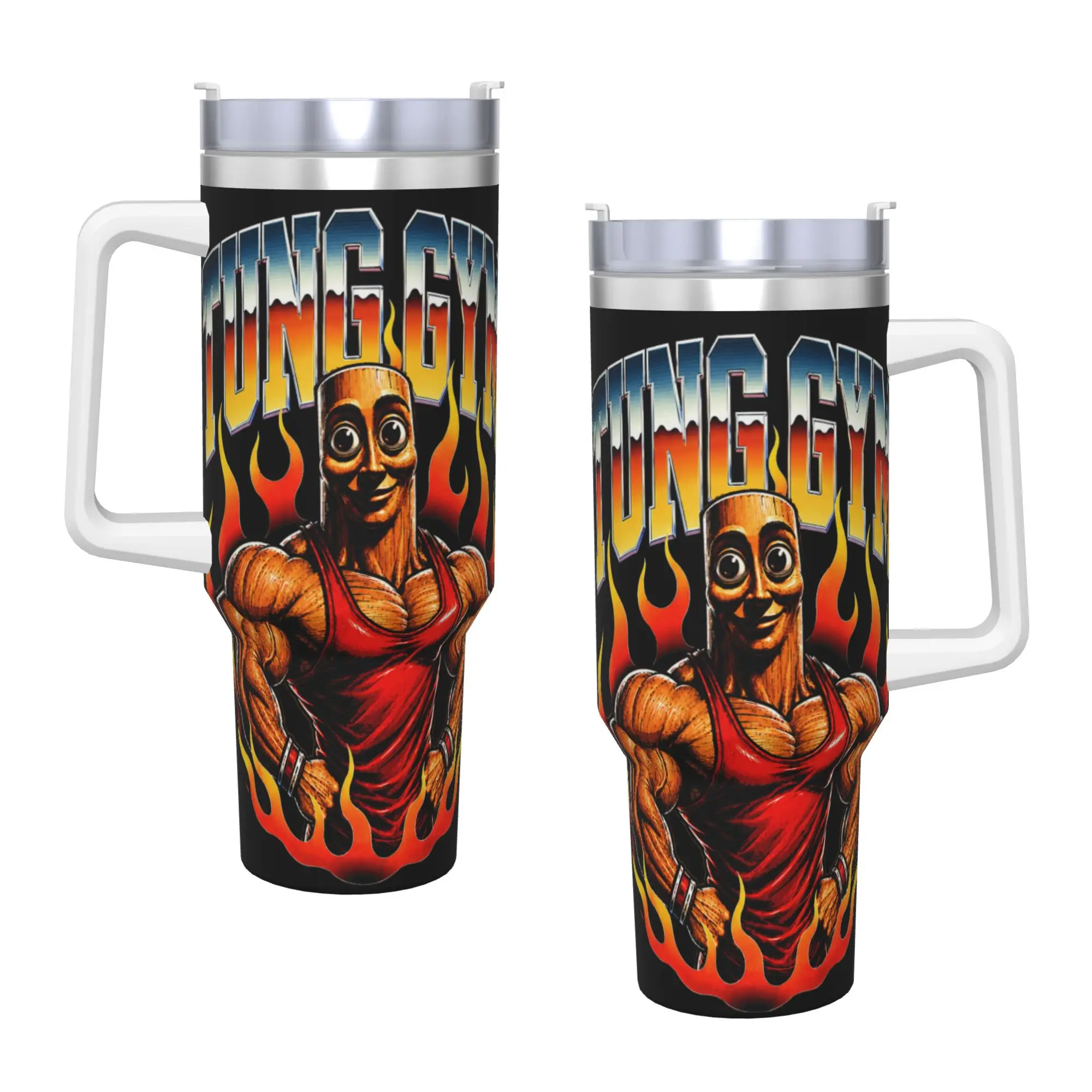 Triple T Sahur Tung Gym Vintage Retro Brainrot Meme Tumbler  Cold Drink Water Bottle Stainless Steel Thermal Mug Design Car Mugs