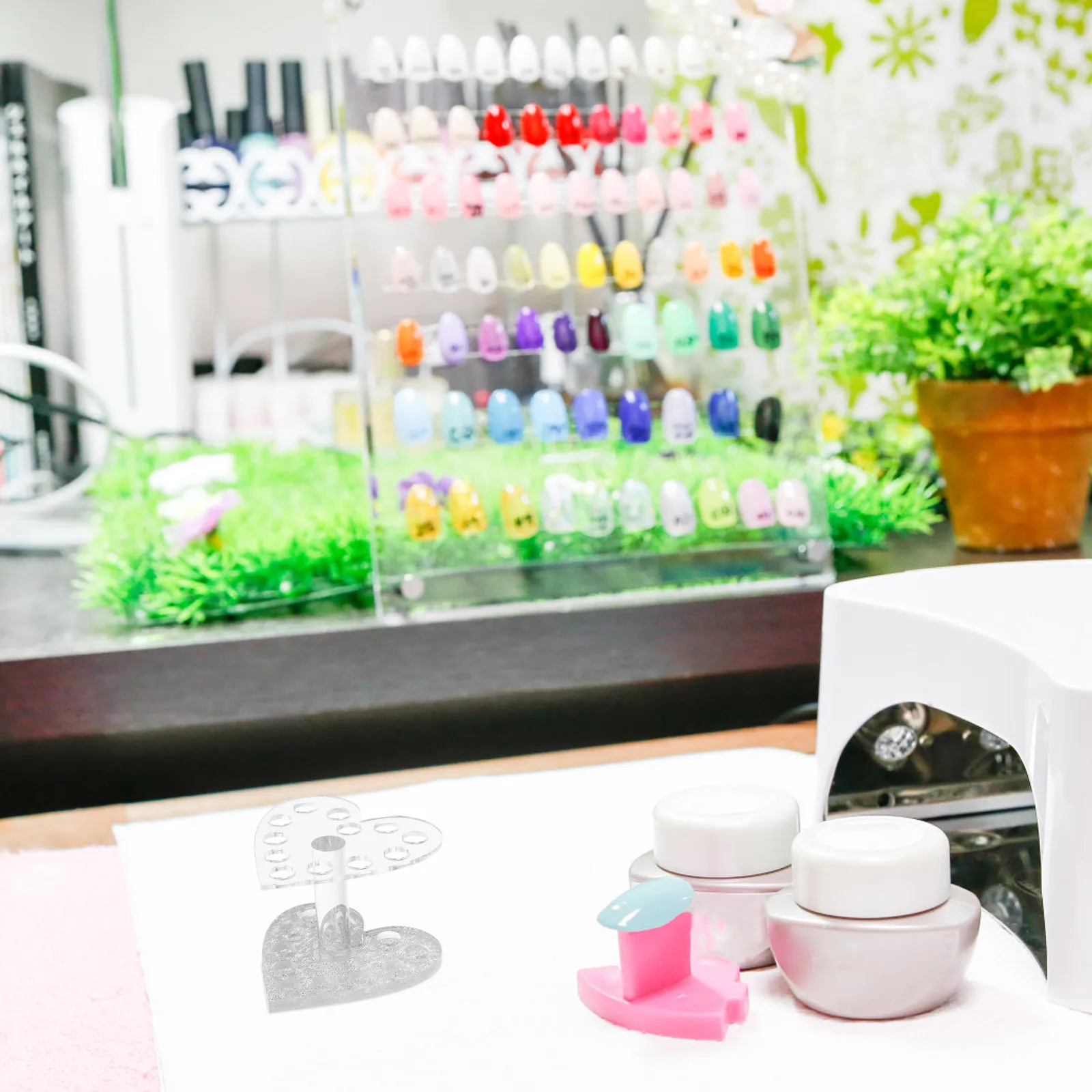 

Heart Shaped Nail Brush Holder Stand for Gel Pen Tool Storage Organizer Portable Nail Art Supplies Manicure Tools