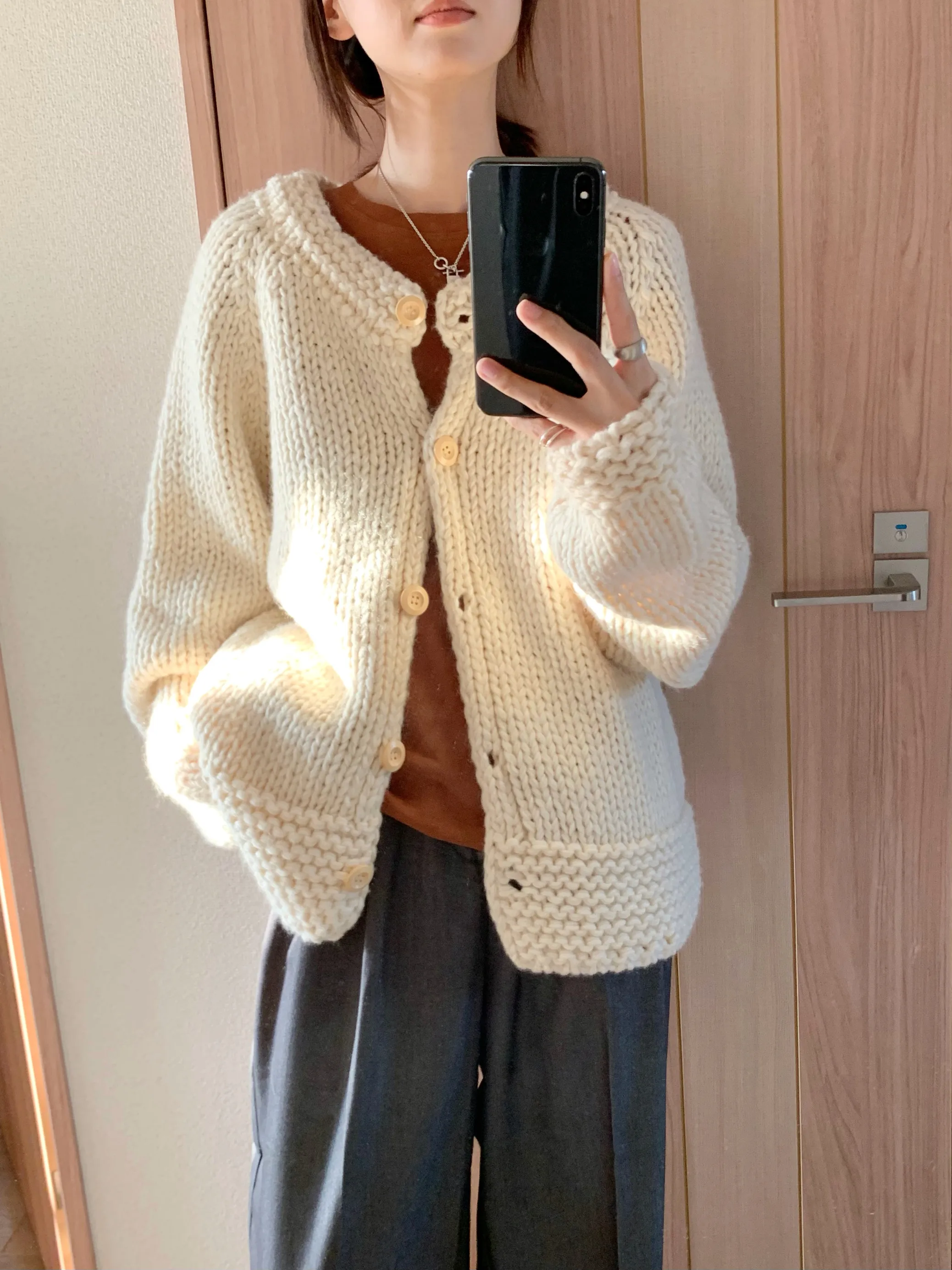 

Винтажный синий свитер-кардиган Fretaro с деревянными пуговицами, крупной вязки, весенний, новый, повседневный, свободный, ажурный, с длинными рукавами