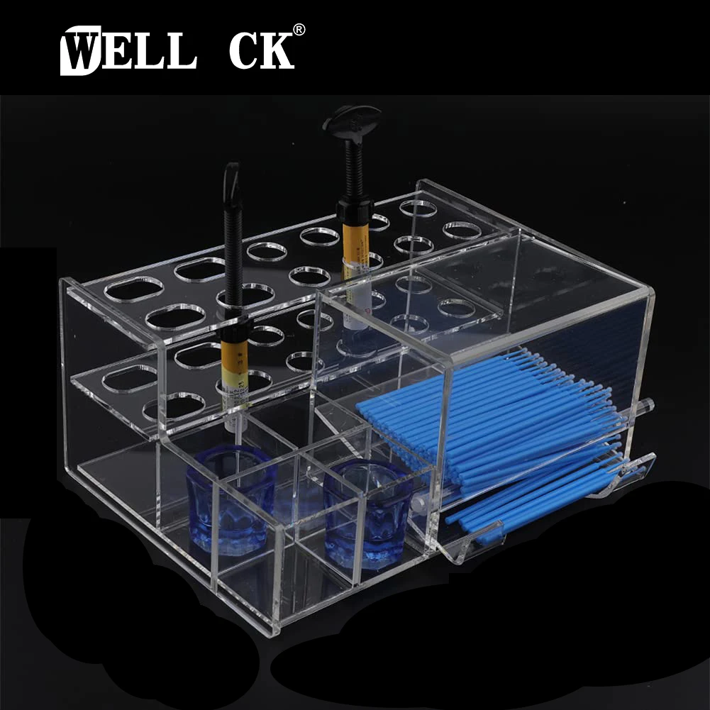 WELL CK New Dental Adhesive Resin Placement Syringe Frame Acrylic Organizer Holder Case For Dental Supply