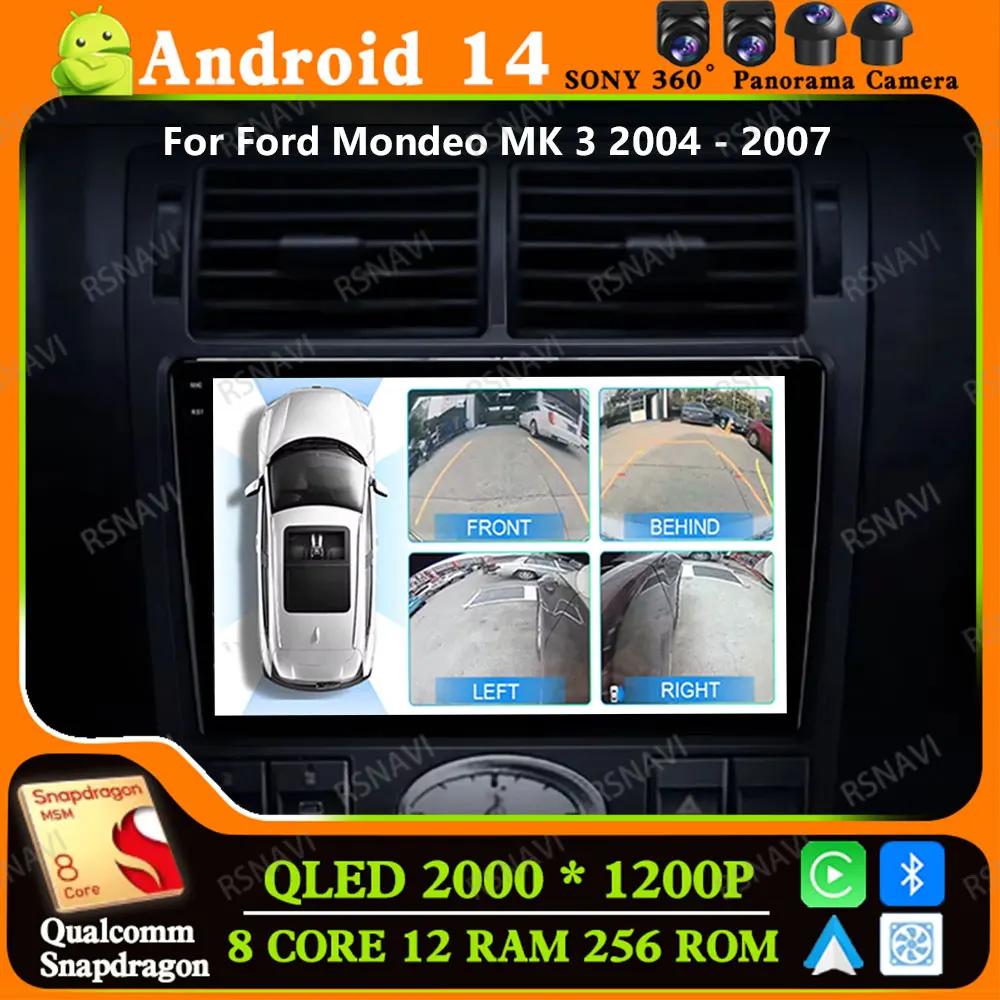 

Andoird 14 Car Radio Ford Mondeo MK 3 2004 - 2007 GPS Head Unit Wireless Carplay Auto 5G WIFI Stereo DVD Viedo Player 2 DIN BT