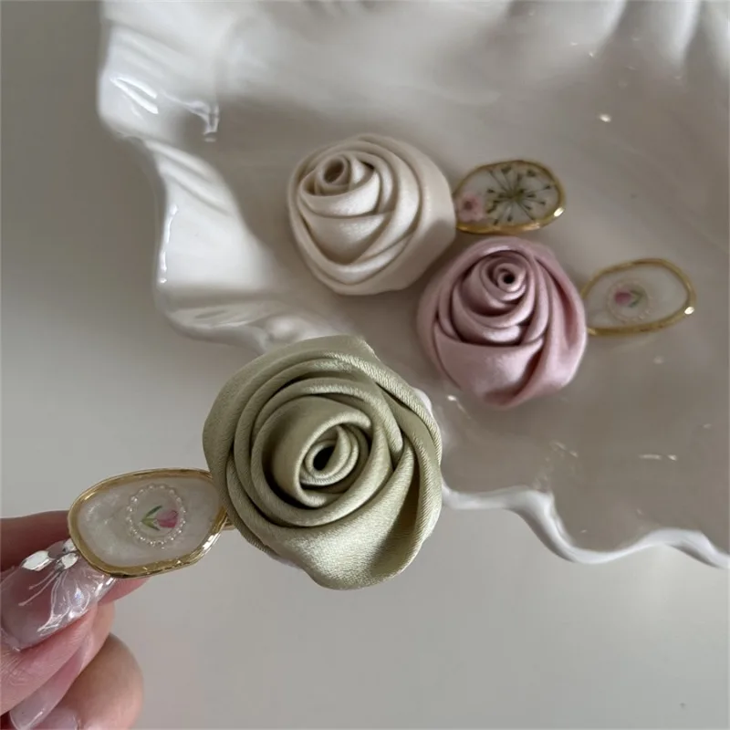 Exquisite Rose Bud Barrettes Love Sweet Side Bang Clip Alloy Texture Duckbill SideClip Hair Accessories Ornament