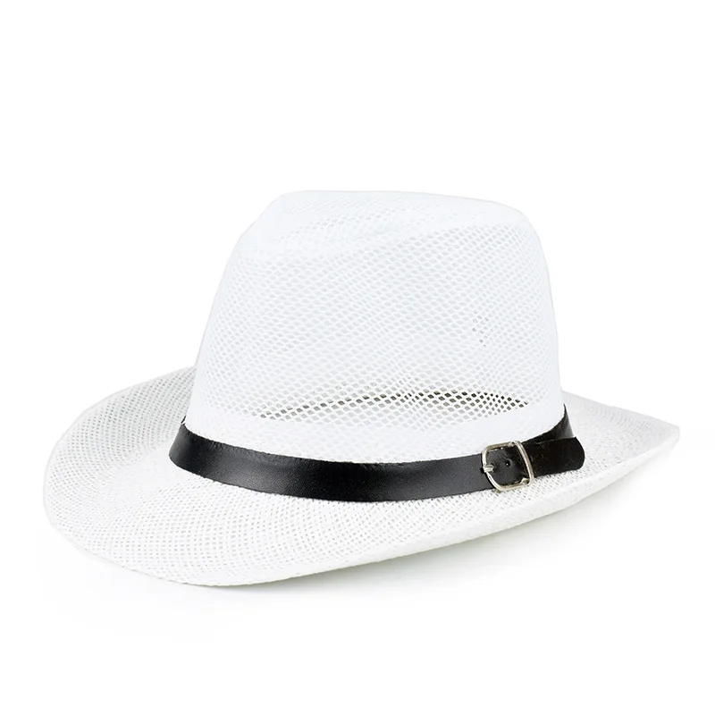 Summer Breathable Mesh Men\'s Top Hat Middle-aged and Elderly Hat English Jazz Hat Hollow Sun Hats