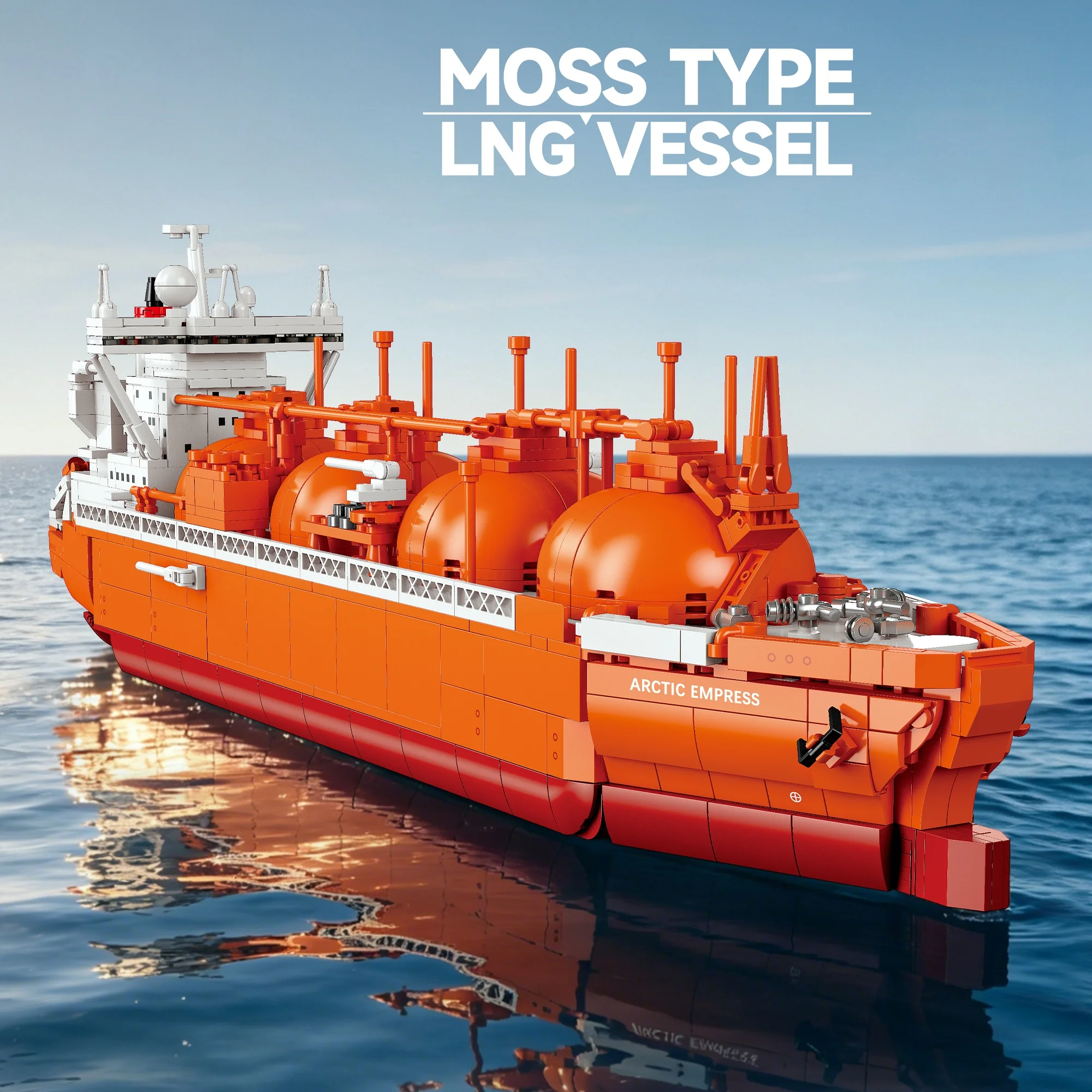 1342PCS MOSS Type LNG Carrier Building Blocks Liquefied Gas Cargo Ship Marine Vessel DIY Brick Model Collectible Gift for Adults