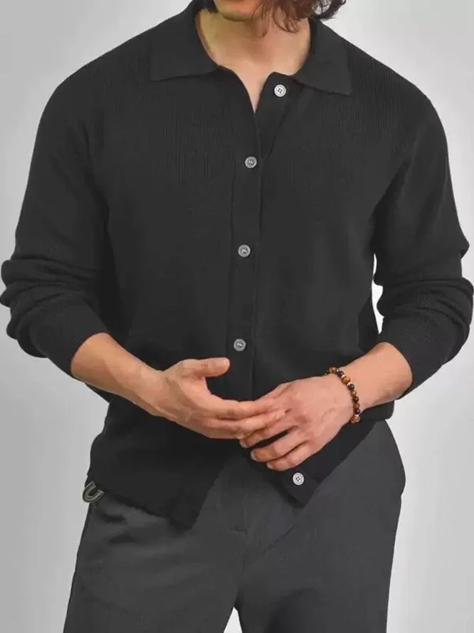 

Мужской вязаный кардиган в американском стиле с отложным воротником, повседневная рабочая одежда, шерстяная куртка