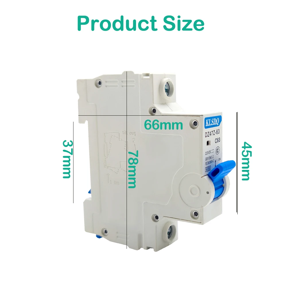 DZ47Z-63 DPN 1P Mini Circuit Breaker 6A 10A 16A 20A 25A 32A 63A Household Circuit Air Switch Din Rail Mounting Cutout Miniature