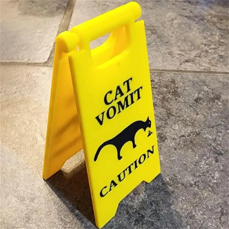 Tanda Muntah Kucing Lucu Modis Tanda Peringatan Hadiah Kuning Terang Tanda Muntah Kucing untuk Pecinta Kucing