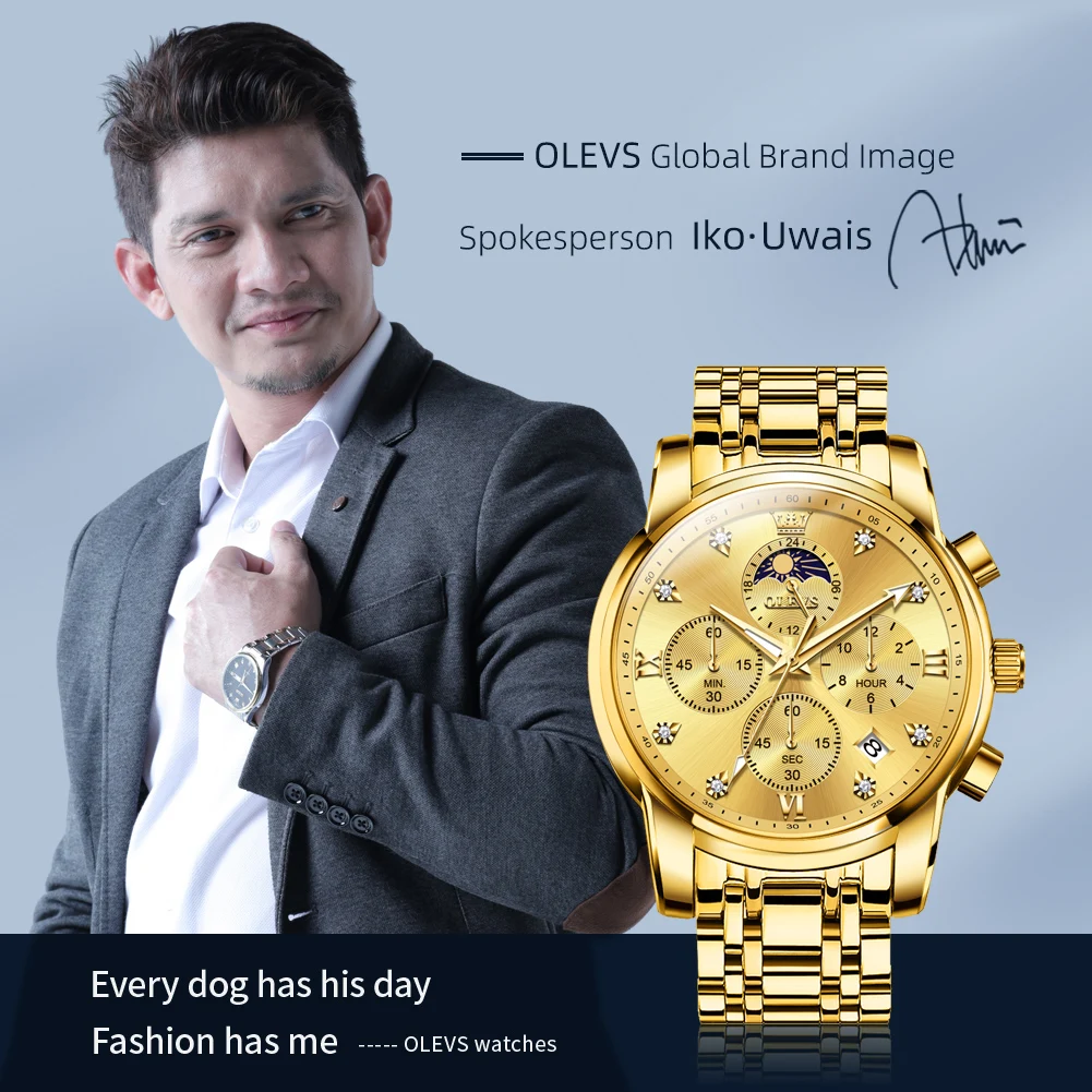 OLEVS 3655 Mens Watch Top luxury Brand Watch For Men Quartz Watch Multifunctional Waterproof Luminous Automatic Date Reloj