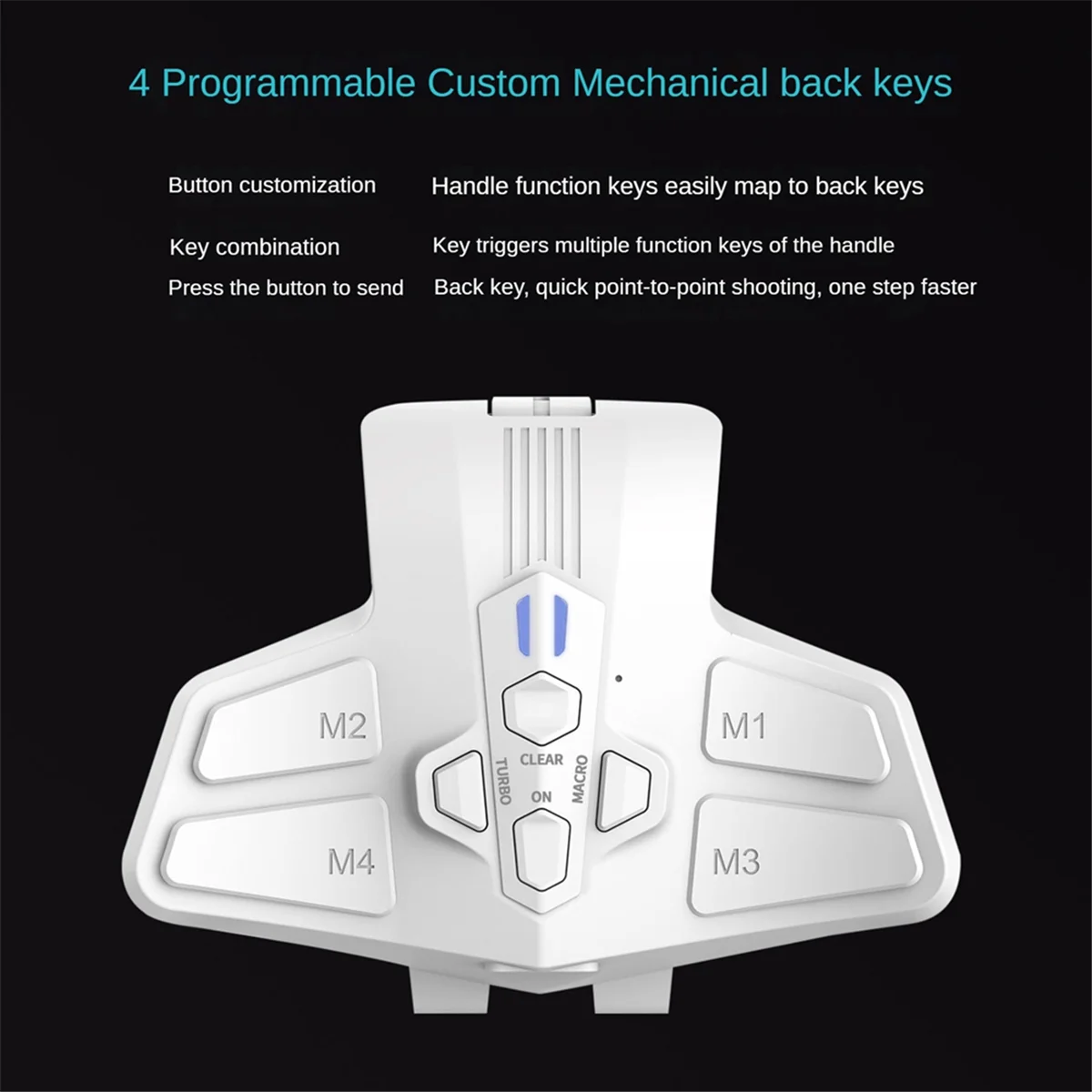 Per pulsante posteriore plug-in diretto wireless Bluetooth con programmazione scoppia Mappatura personalizzata con quattro pulsanti posteriori, bianco