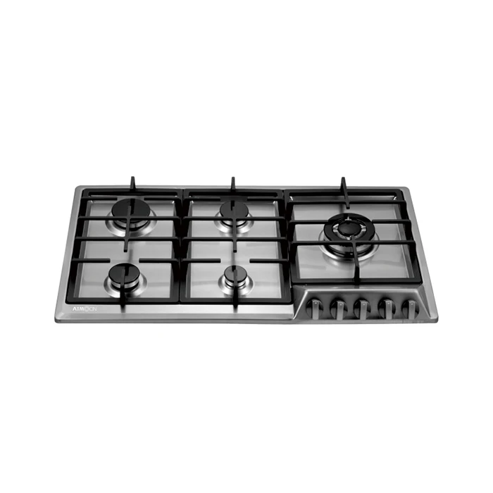 Cuisinière à gaz en acier inoxydable, 5 réchauds, équipement domestique, en stock, nouveau