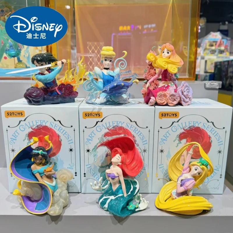 New Disney Princess Art Gallery 2 Generation Series Blind Box Toys Cute Snow White Aurora Mulan Mystery Box Dolls Christmas Gift