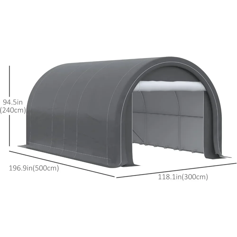 

10' X 16' Heavy Duty Portable Garage Storage Tent with Large Zippered Door, Anti-UV PE Canopy Cover for Car, Truck