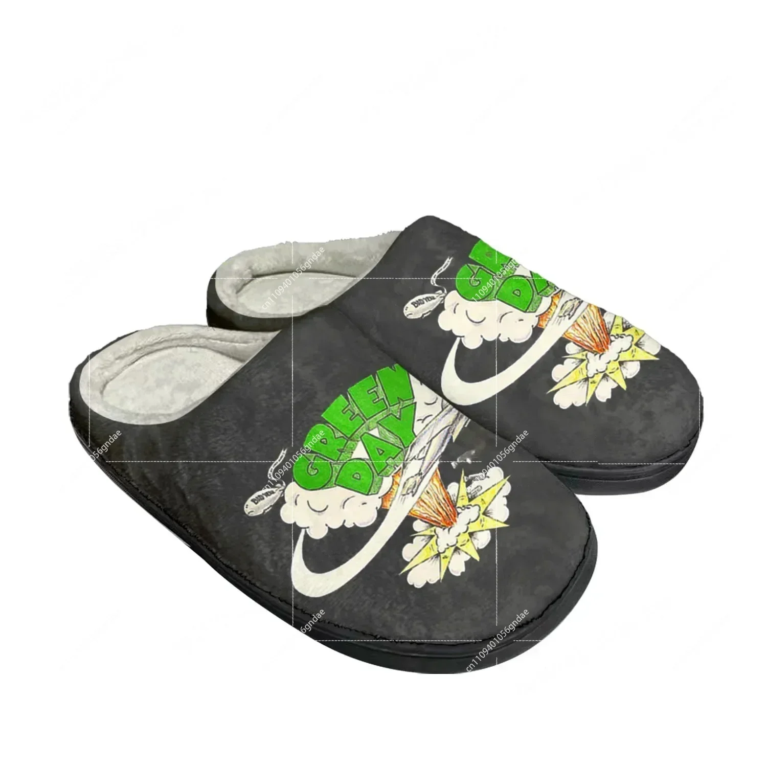

Green Day Pop Rock Band Custom Slippers Mens Womens Plush Cotton Home Sandals Keep Warm