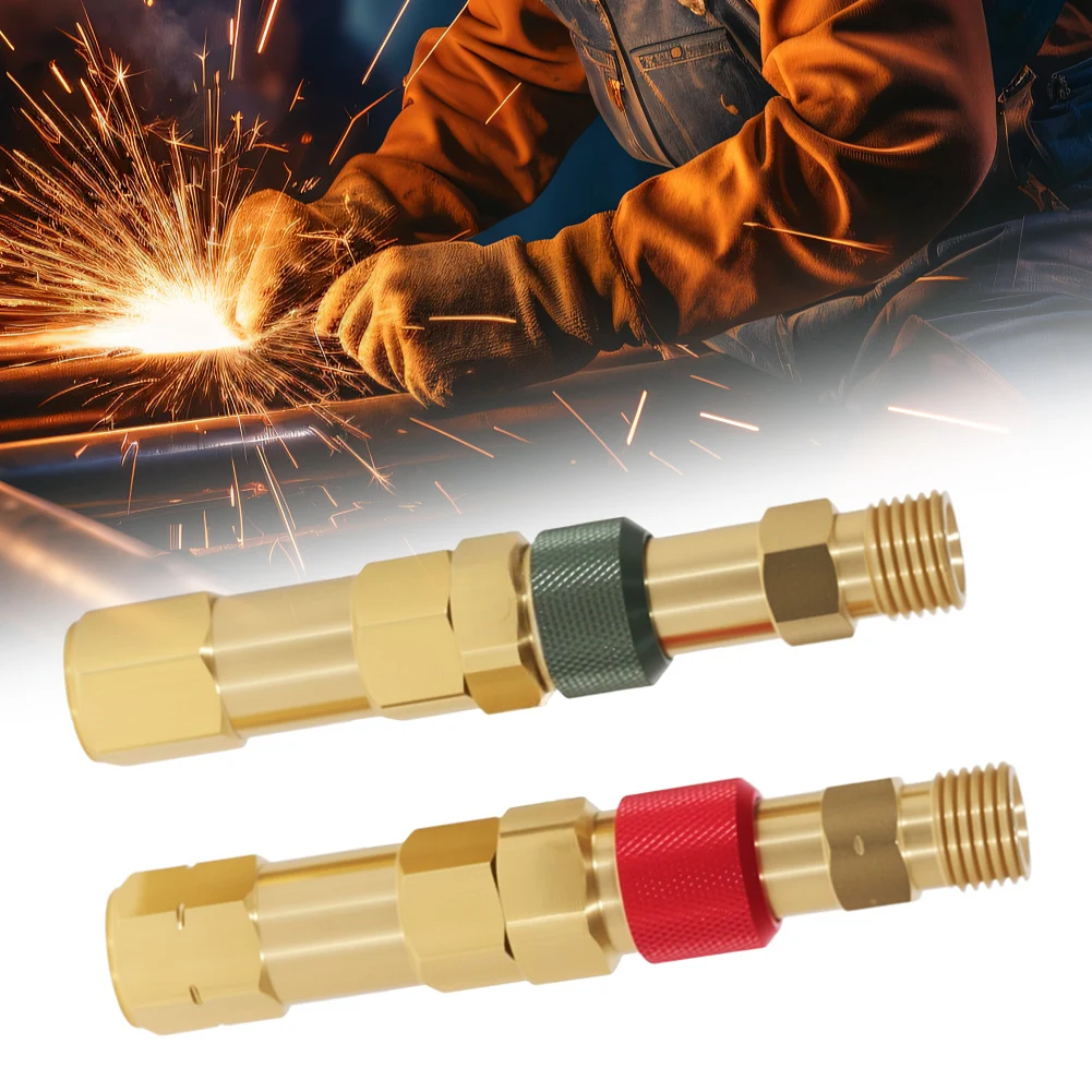 Quick Connect Fittings Set With Check Valves For Regulator To Hose For Torch Welding Brass Red Green Gas Flow Control Kit