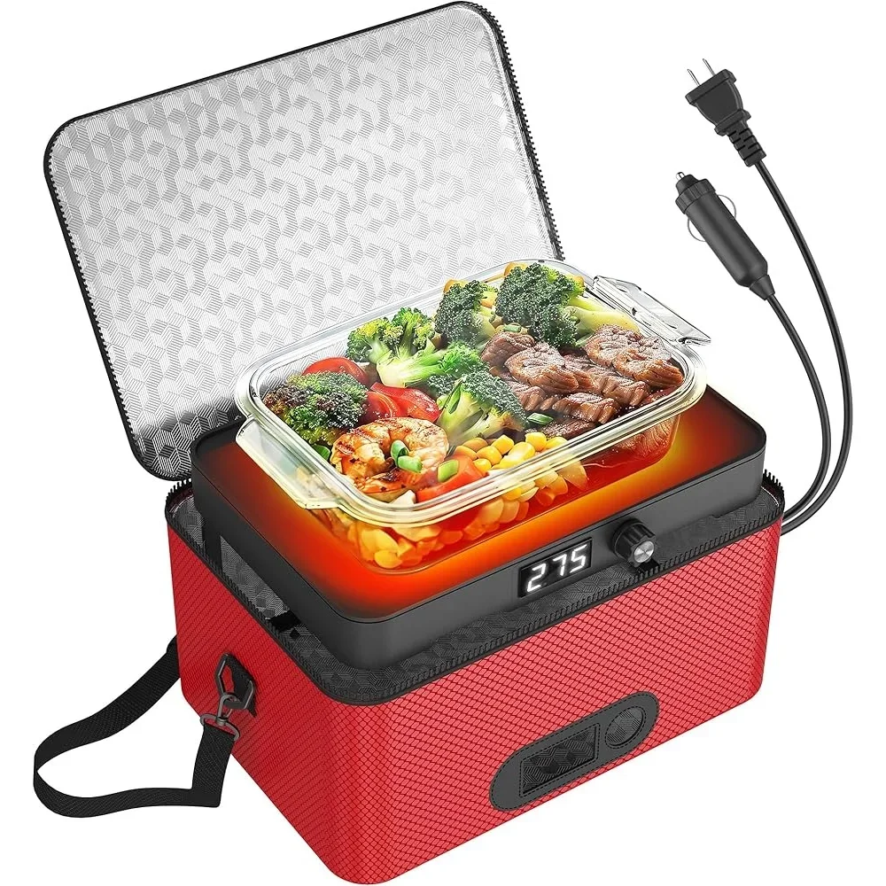 Tragbarer elektrischer Ofen, Speisenwärmer, 12 V, 24 V, 110 V, 240 V, Mini-beheizte Lunchbox, Aufwärmen, Mahlzeit überall kochen, automatische Temperaturregelung