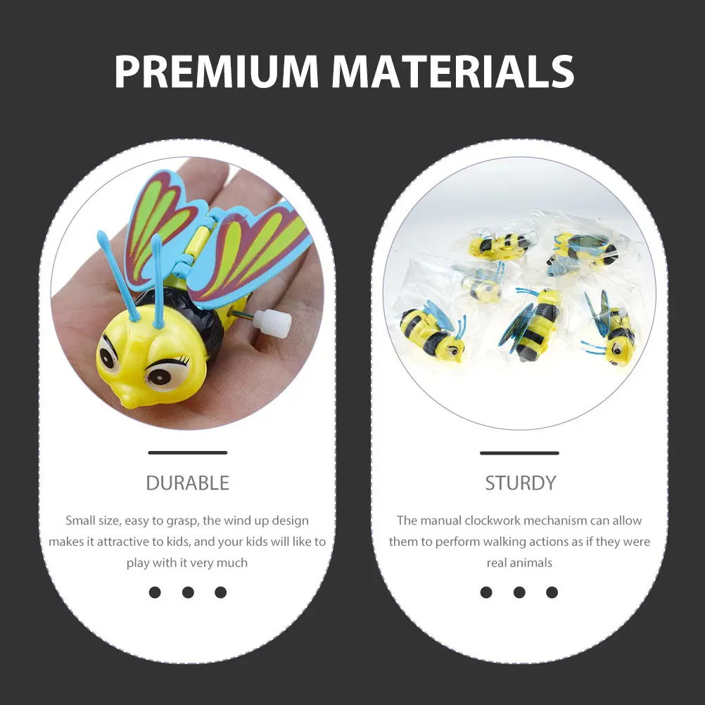 

4Pcs Bee Shaped Wind Up Playthings Metal ABS Construction Small Graspable Walking Action Kids Plaything Festival Easter Gift
