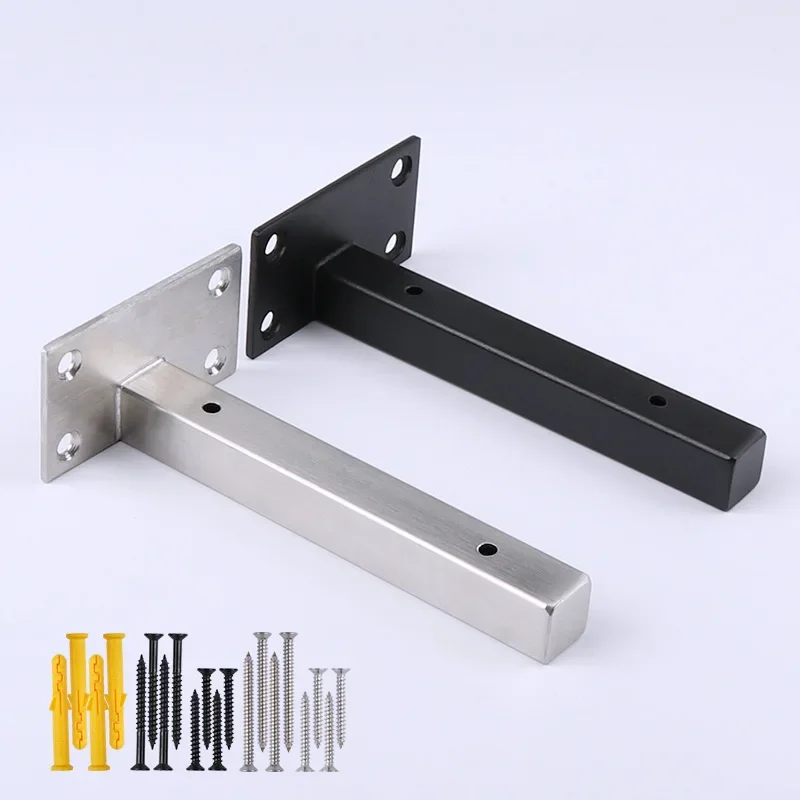 2pcs Wall bearing wall hanging support frame shelf hanging wall bracket black stainless steel laminate mounting bracket