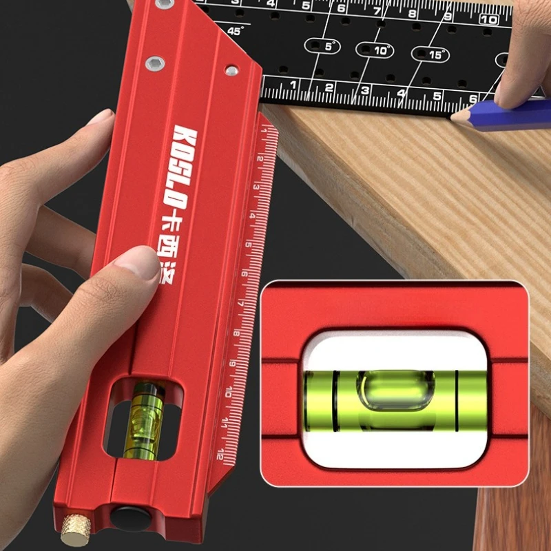 Multi-angle Aluminum Alloy L-shaped Measuring Ruler Square Ruler Carpentry Parallel Line Drawing Hole Scribing Ruler Layout Tool