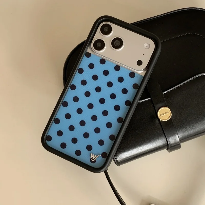 Wildflower ثلاثية الأبعاد أزرق أحمر أبيض منقطة جراب هاتف آيفون 13 12 14 15 16 17 برو ماكس زائد الموسيقية ملاحظة موجة نقطة غطاء #5