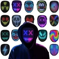 5PCS Halloween LED Mask Gesture Light Mask Party Light Mask Change Face Induction Party Performance Atmosphere Props