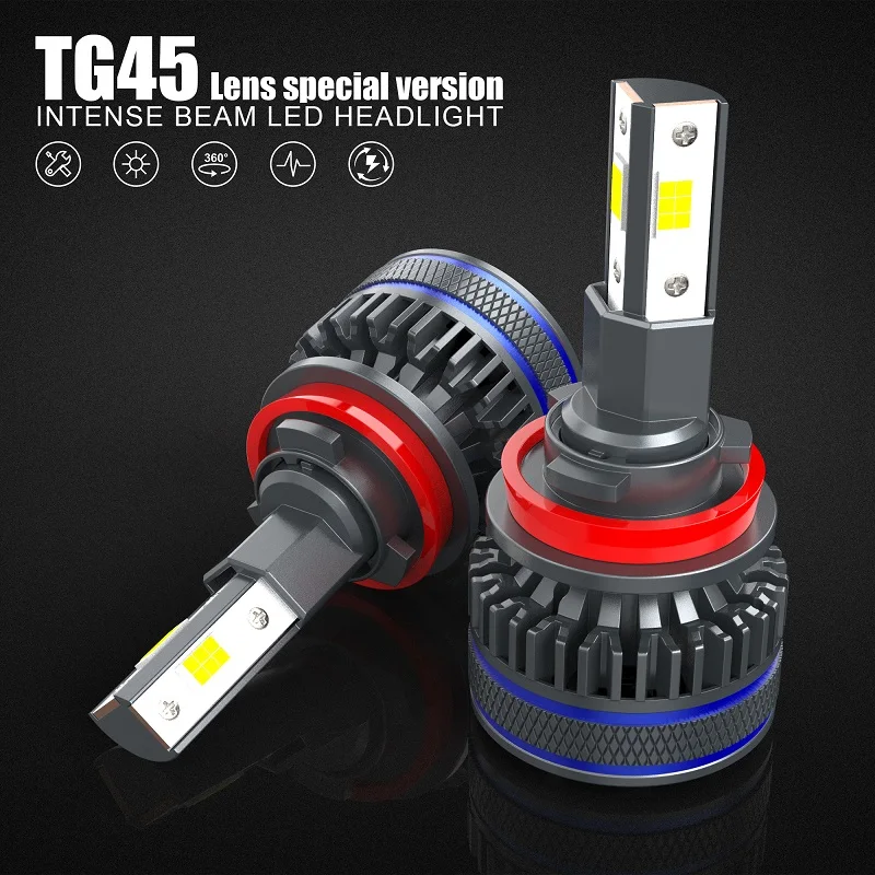 EURS H7 LED Headlight H8 H9 H11 9005 HB3 9006 HB4 9012 D2 Lens dedicated Car Light Bulb Dual Lens Super Spotlight Headlamp 12V