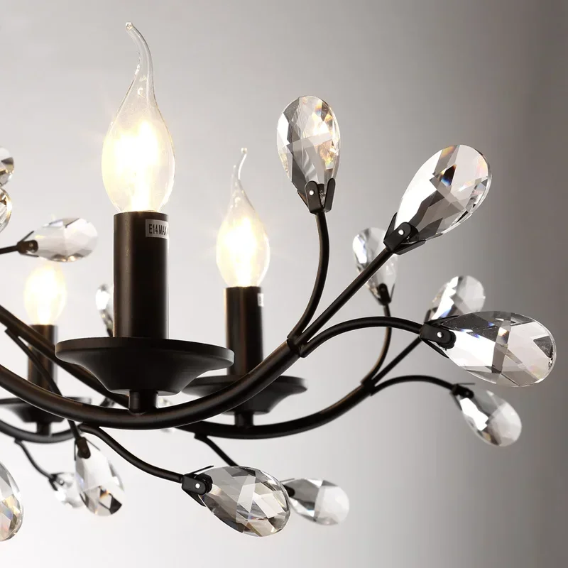Modern Led Crystal Chandeliers For Living Dining Bedroom Kitchen Pendant Lamp Lustre American Vintage Hotel Villa Hanging Lights