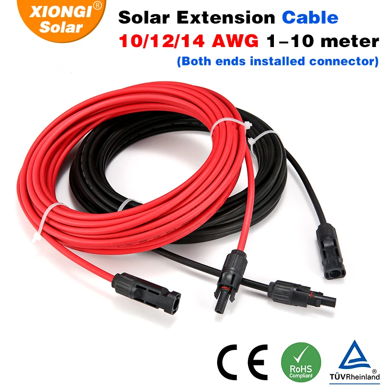 XIONGISOLAR 10/12/14 AWG Solar Extension PV Cable Panel Wires 2.5/4/6mm2 with Solar Connector on Both End Hot Products