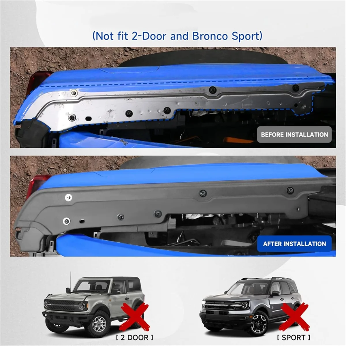 

For Ford Bronco 2021 2022 2023 2024 4 Door Car Rear Body Tub Rail Protector Armor Cargo Shelf Side Cover AccessoriesJAS