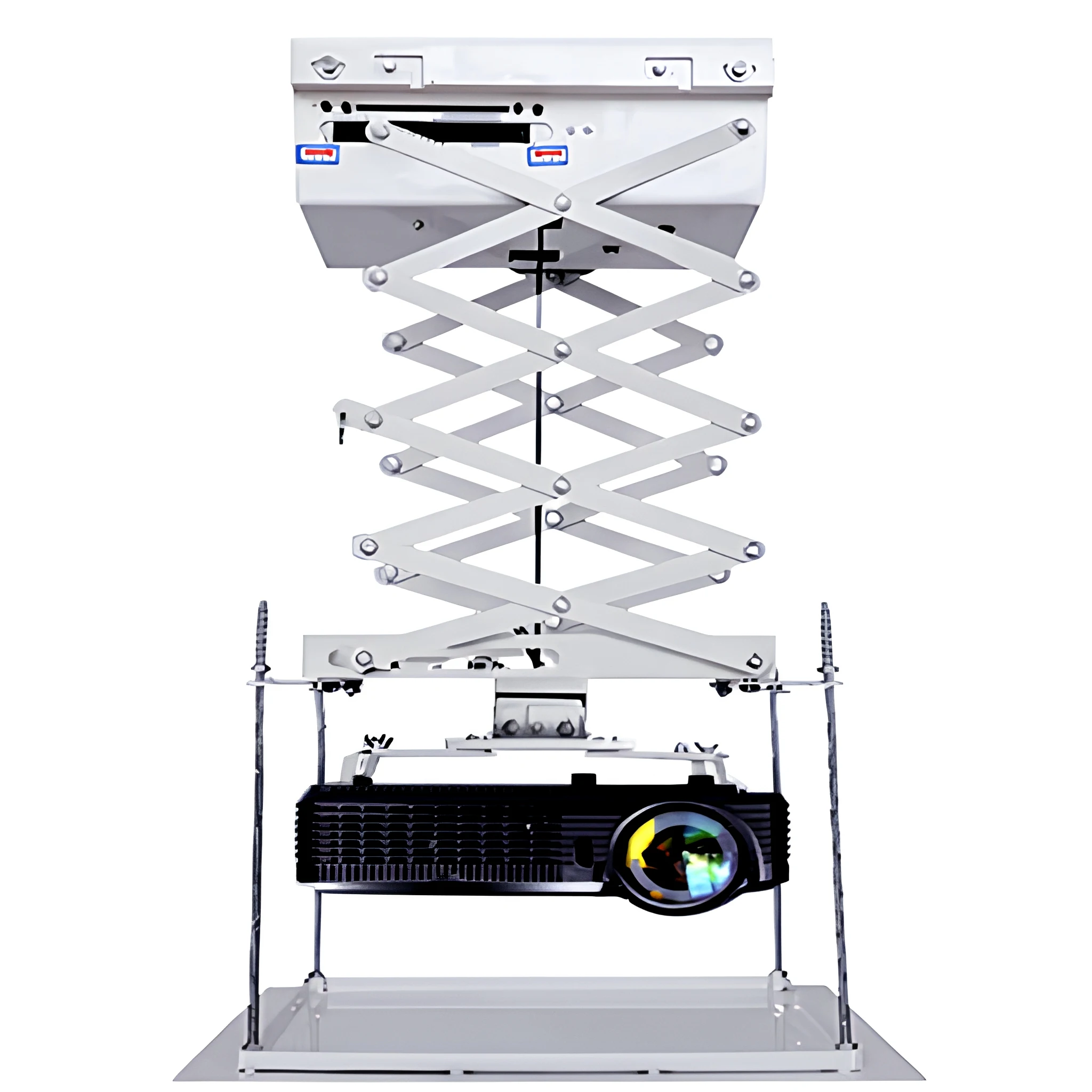 Embedded Ceiling‑Mounted Motorized Scissor Projector Lift, Projector Bracket with Remote Control for Home Theater