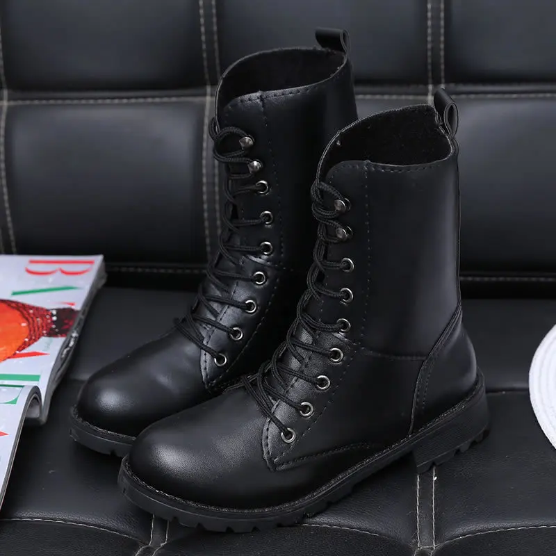 New Buckle Winter Motorcycle Boots Women British Style Ankle Boots Gothic Punk Low Heel ankle Boot Women Shoe Plus Size iok8