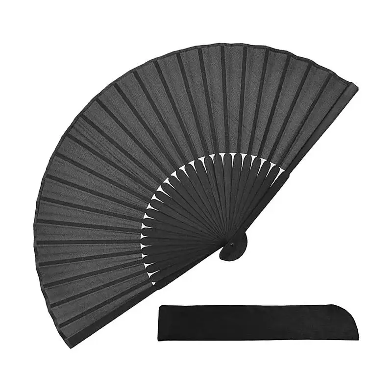 Handheld Folding Hand Portable Black Cooling Fan Folding Fan With Sturdy Hinge For Outdoor Activities Work Areas Travel School