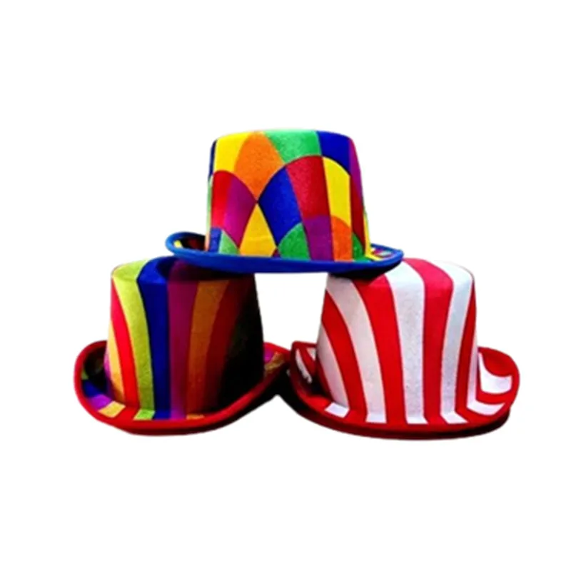 Stripe Clown Funny Hat Colorful Joker Cosplay Cap Carnival Masquerade Party Supplies Festival Performance Accessories