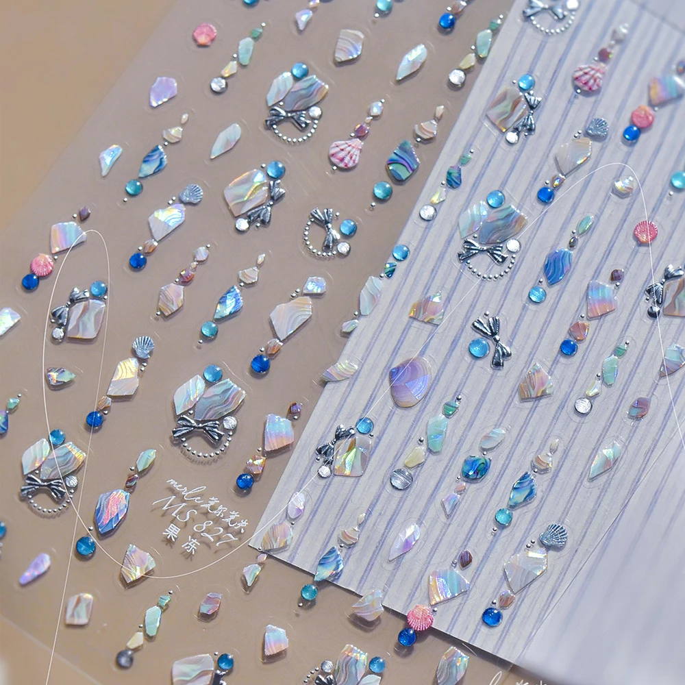 Seashell Starfish Scallop Shell 5D Nail Art Sticker Ocean Wave Summer Tropical Beach Self Adhesive Decoration Manicure Decal DIY