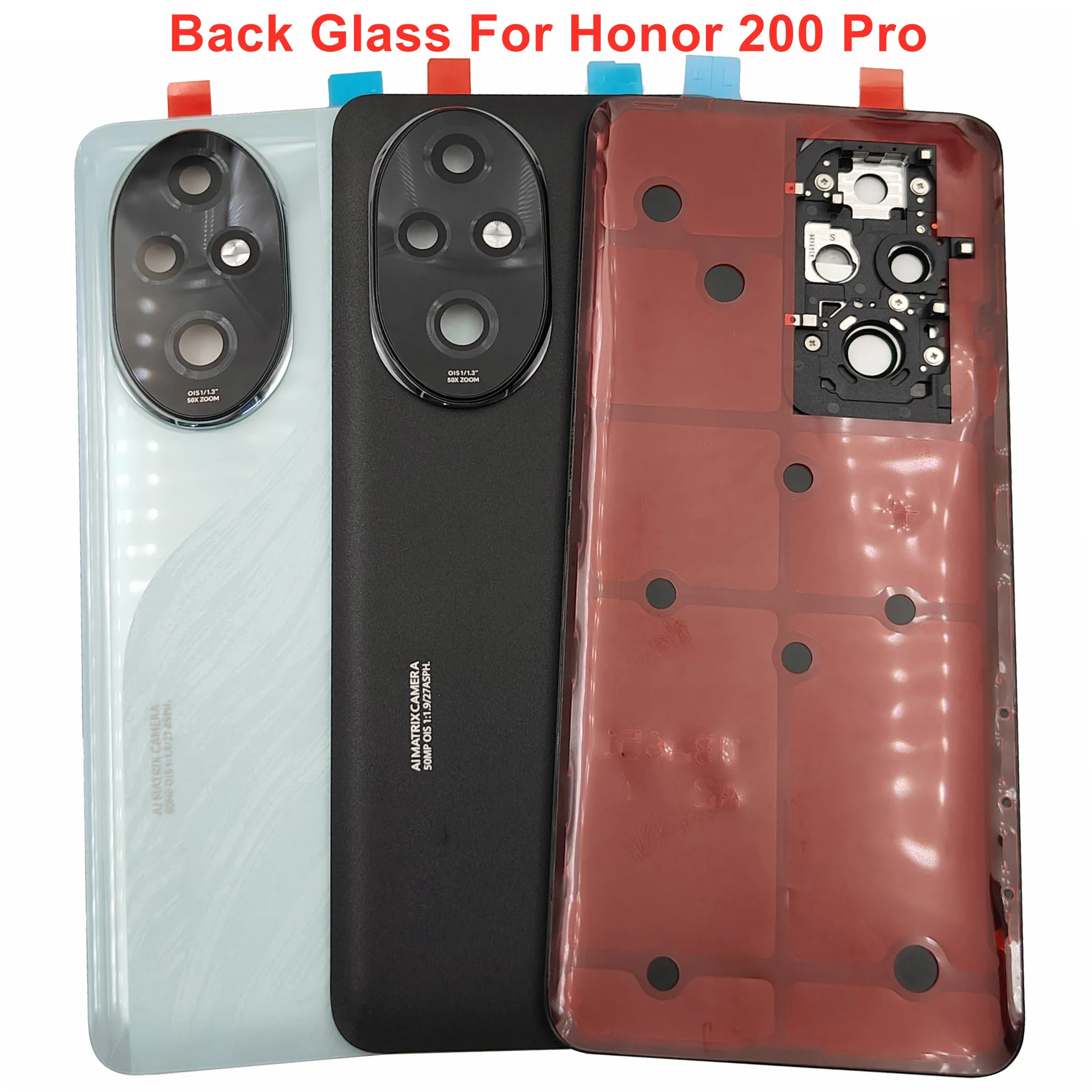 100% A+++ Glass Back Door For Huawei Honor 200 Pro Battery Lid Cover Rear Housing Case Shell With Camera Lens Glue Adhesive