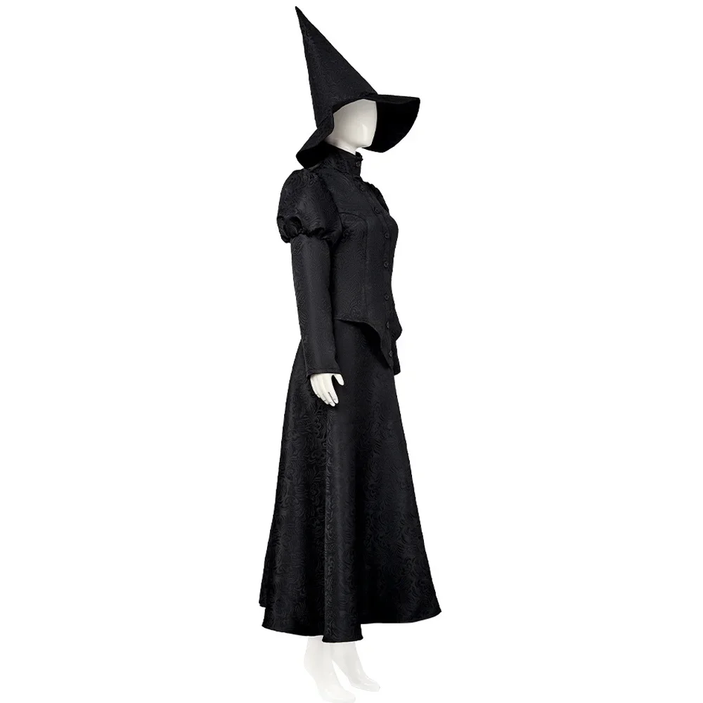 Disfraz de Cosplay de elpba Wicked para mujer adulta, uniforme de bruja, sombrero de mago, conjunto completo, trajes de fiesta de Halloween, nueva película