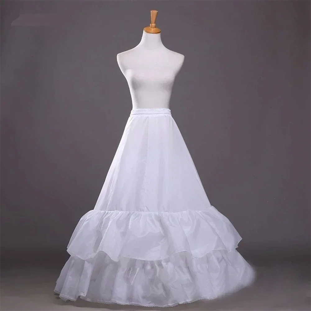 Simple Design A-line Ruffles long Floor Length Two Hoops Bridal Petticoats for Wedding