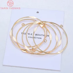 (3559) 6PCS 48MM 24K Gold Color Plated Round Earrings Hoop High Quality DIY Jewelry Making Findings