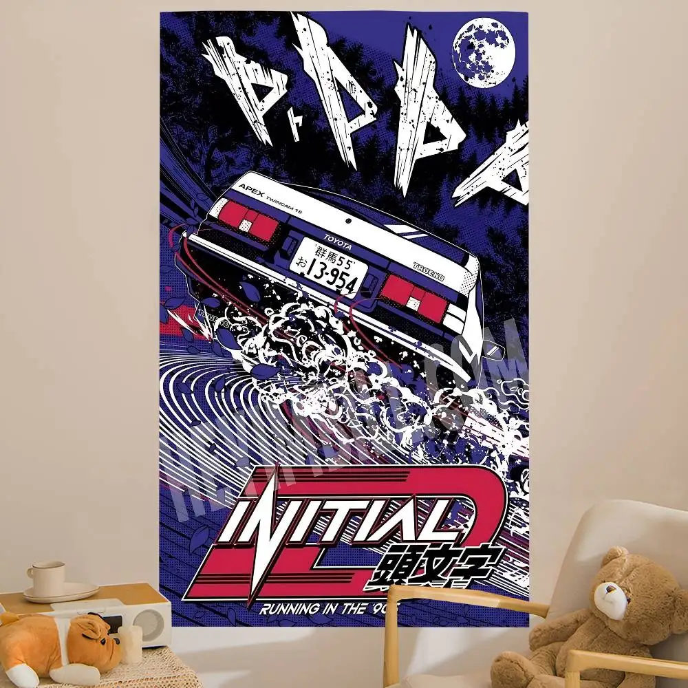 

Аниме-гобелены I-Initial D в стиле хиппи, богемные настенные гобелены, мандалы, декор для дома в стиле INS